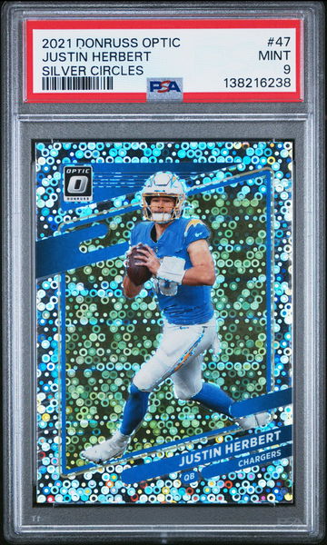 2021 Donruss Optic Silver Circles Justin Herbert #47 /125 PSA 9