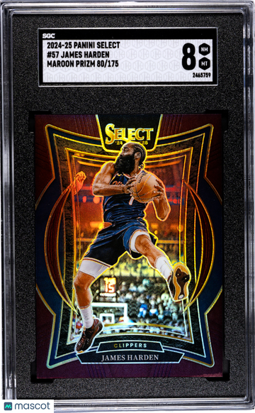 2024 Panini Select James Harden #57 Maroon Prizm SGC 8