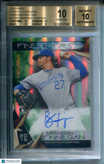 2015 Finest Firsts Autographs Green Refractors Brandon Finnegan #FFABF BGS 10 Auto 10