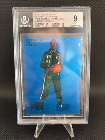 2013 Fleer Retro '95-96 Metal Universe Precious Metal Gems Blue Bill Russell BGS 9