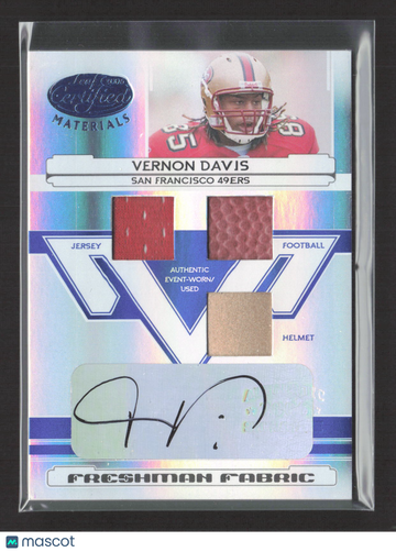 2006 Leaf Certified Materials Freshman Fabric Vernon Davis #213 Helmet Authentic Event-Worn/Used Football Jersey