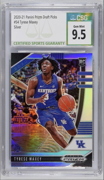 2019 Prizm Draft Picks Tyrese Maxey Rookie Card Silver Prizm Rookie Card CSG 9.5