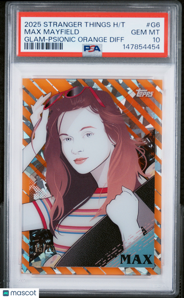 2025 Topps Stranger Things High Tek Glam Max Mayfield #G6 Psionic Orange Diff PSA 10