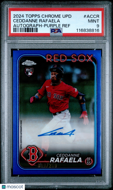 2024 Topps Chrome Update Chrome Baseball Update Series Autographs Ceddanne Rafaela #ACCR Purple Ref PSA 9