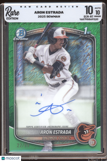 2025 Bowman Chrome Prospect Autos Aron Estrada #CPA-AES Green Shimmer /99 1st Bowman Rare 10 Auto 10