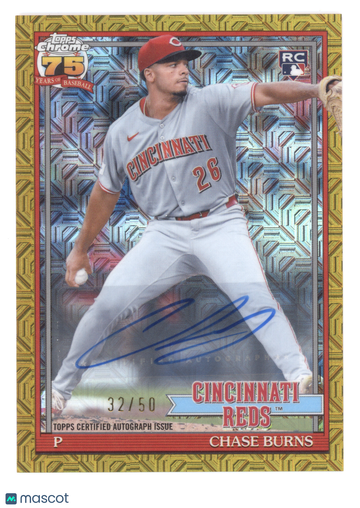 2026 Topps Chrome 1991 Autograph Chase Burns #91C2-34 Gold Mojo Refractor RC 32/50