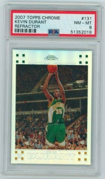 Kevin Durant Rookie 2007 Topps Chrome Refractor #/1499 PSA 8