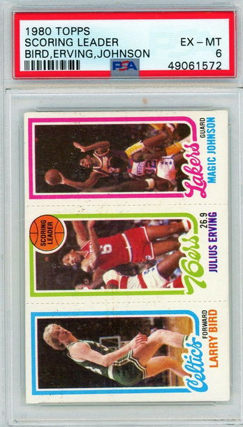 1980 Topps Larry Bird #34 Magic Johnson #139 Julius Erving Rookie PSA 6 P1233