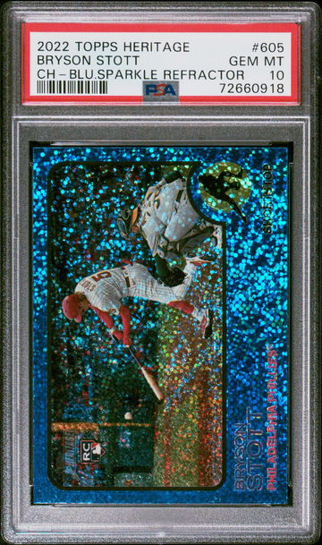 2022 Topps Heritage Ch-Blu.Sparkle Refractor Bryson Stott #605 PSA 10