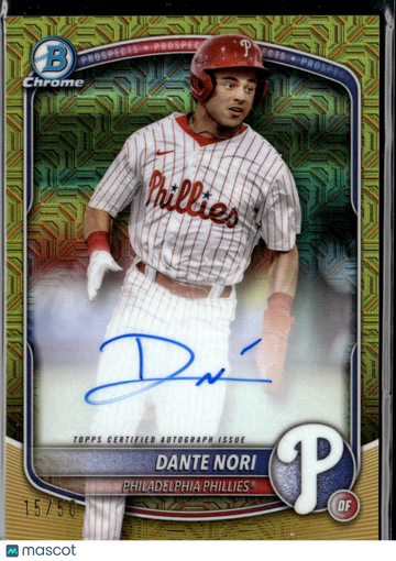 2025 Bowman Chrome Dante Nori #BMA-DN Yellow Mojo Refractor /50