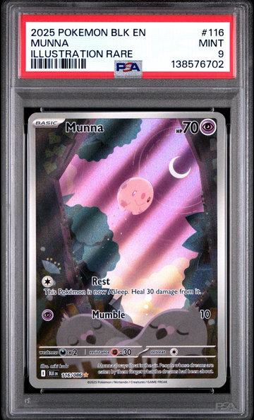 2025 Black Bolt - Blk En - English Illustration Rare Holo Munna #116 PSA 9