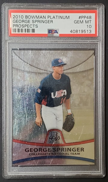 George Springer 2010 Bowman Platinum Prospects #PP48 Houston Astros Toronto Blue Jays RC PSA 10 GEM MT MINT