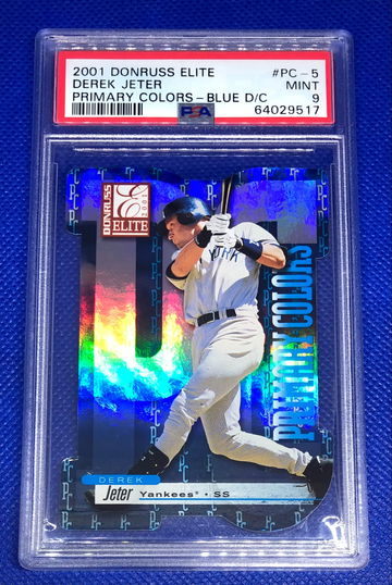Derek Jeter 2001 Donruss Elite Primary Colors Blue Die Cut PSA 9