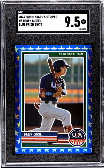 2023 Panini Stars & Stripes Blue Prizm Derek Curiel #6 /75 SGC 9.5
