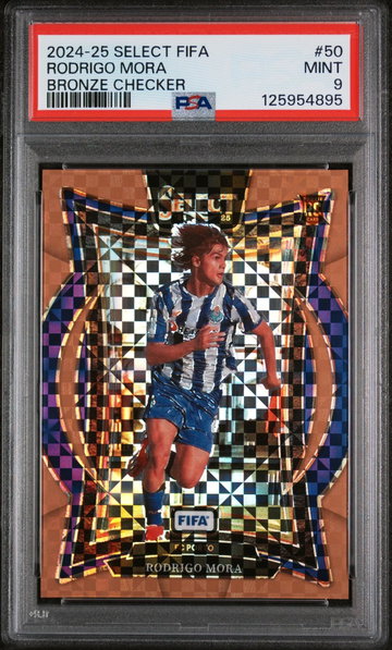 2024 Panini Select Fifa Bronze Checker Rodrigo Mora #50 PSA 9