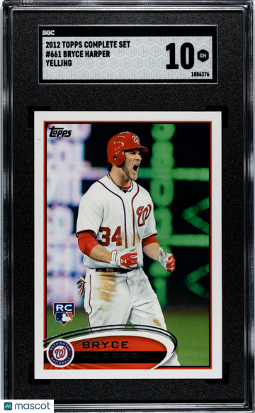 2012 Topps Complete Set Bryce Harper #661 Yelling Rookie SGC 10