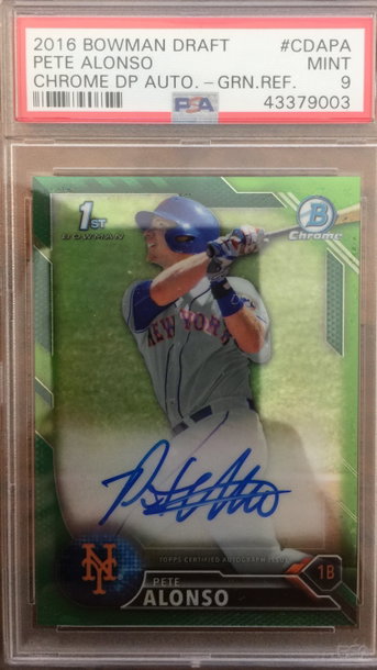Pete Alonso auto green refractor /99 psa 9