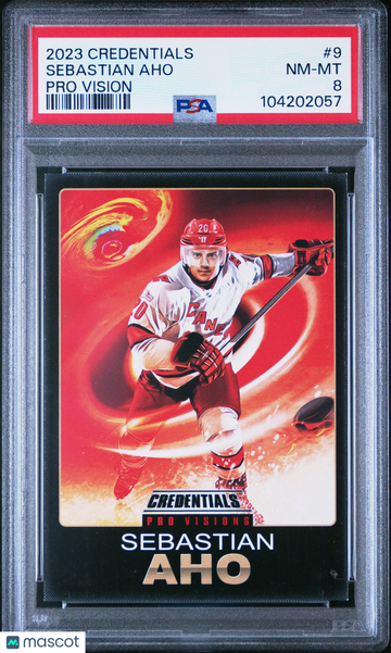 2023 Upper Deck Credentials Pro Vision Sebastian Aho #9 PSA 8