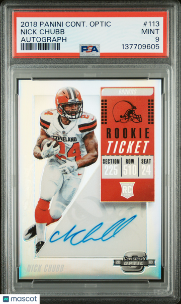 2018 Panini Contenders Optic Nick Chubb #113 Autograph PSA 9