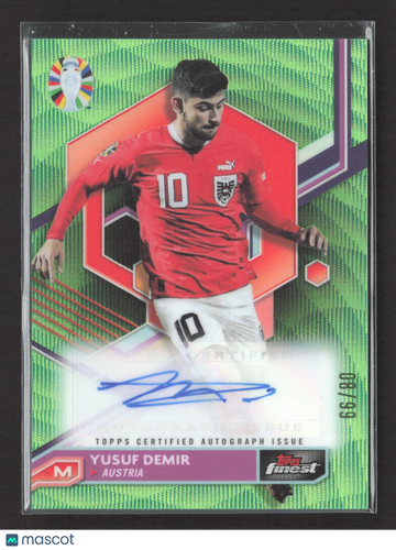 2023 Topps Finest Road to UEFA Euro 2024 Yusuf Demir #BCA-YD Green Wave 66/80 Auto