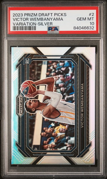 2023 PANINI PRIZM DRAFT PICKS VARIATION VICTOR WEMBANYAMA SILVER #2 PSA 10