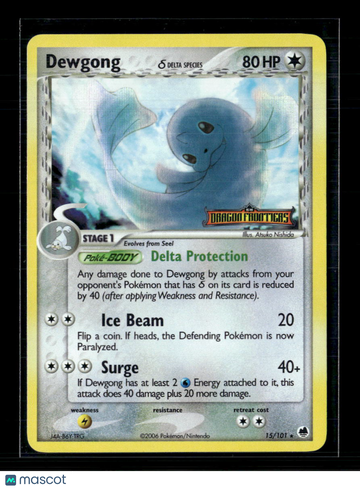 2009 EX Dragon Frontiers Dewgong Holo Rare #15/101