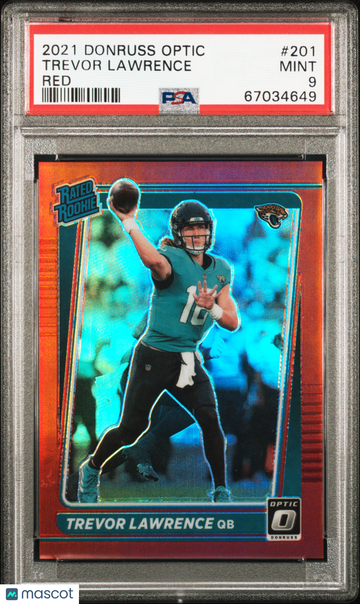 2021 Panini Donruss Optic Trevor Lawrence Red 02/99 Rookie #201 PSA 9 Jacksonville Jaguars