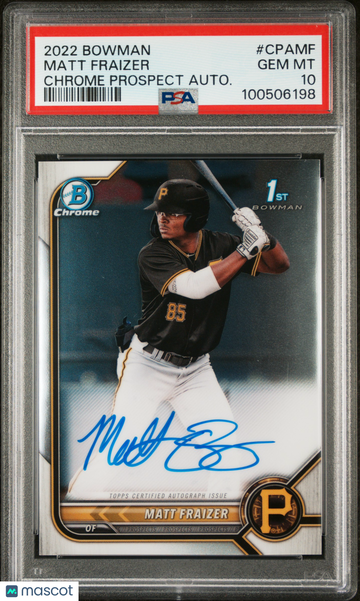 2022 Bowman Chrome Prospect Autographs Matt Fraizer #CPAMF Autograph PSA 10