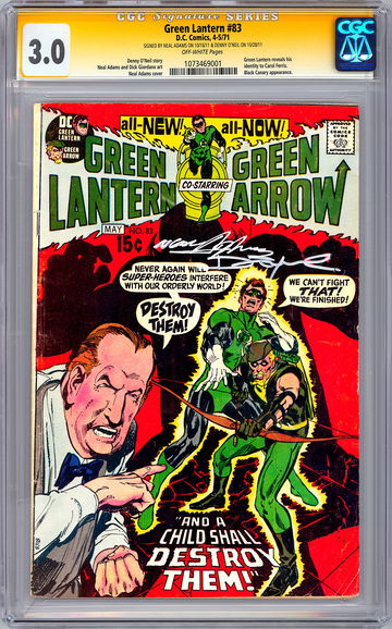 GREEN LANTERN #83 CGC-SS 3.0 SIG ORIG ARTIST/WRITER NEAL ADAMS DENNY O’NEIL 1971 [*Minor Stress Crack to CGC Slab*]