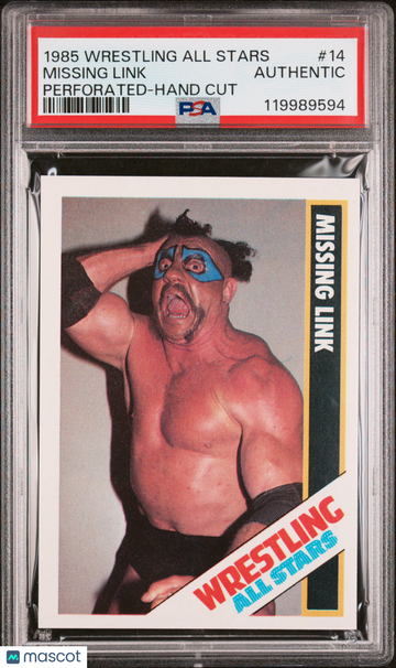 1985 O'quinn Wrestling All Stars Missing Link #14 Perforated Hand Cut Rookie PSA A