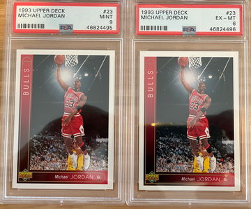 Lot of 2 - Michael Jordan GOAT 1993 Upper Deck #23.  PSA 9 AND PSA 6