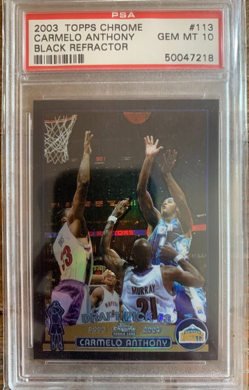 2003 Topps Chrome Carmelo Anthony - Blacak Refractor (POP 16)