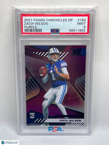 2021 Panini Chronicles Draft Picks Zach Wilson #182 Purple PSA 9