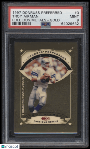 1997 Donruss Preferred Precious Metals Troy Aikman #3 GOLD PSA 9