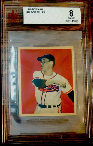 1949 Bowman #27 Bob Feller BVG 8 Nr Mt Mint HOF White back