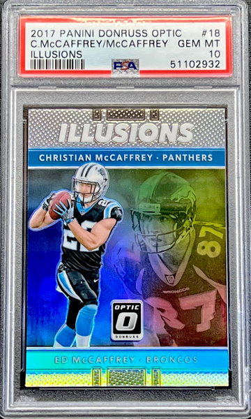 2017 Christian McCaffrey Panini Donruss Optic Illusions #18 PSA GEM MT