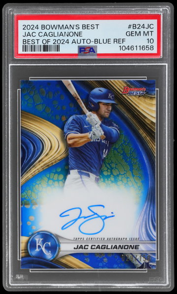 2024 Bowman's Best Jac Caglianone Best Of '24 Autograph Blue Refractor PSA 10