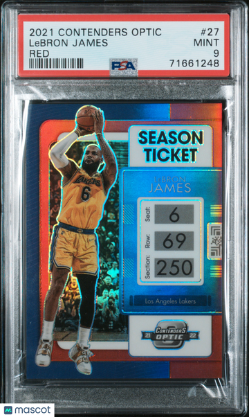 2021 Panini Contenders Optic LeBron James #27 Red PSA 9