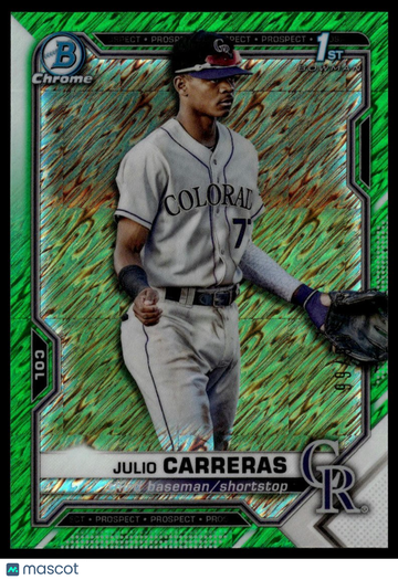 2021 Bowman Chrome Julio Carreras #BCP-161 Prospects Green Shimmer Refractor SN