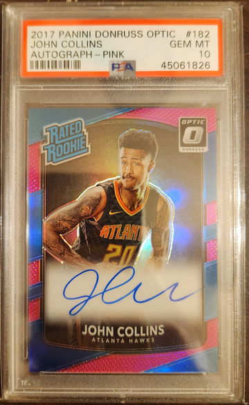 John Collins 2017 Panini Optic Prizm Pink Auto RC #/25 PSA 10