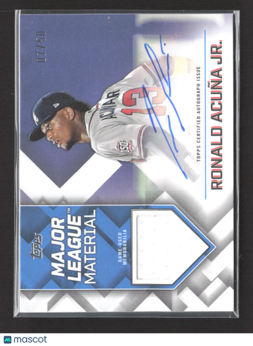 2022 Topps Major League Material Ronald Acuña Jr. #MLMA-RA /50 Topps Certified Autograph Issue Game-Used Memorabilia