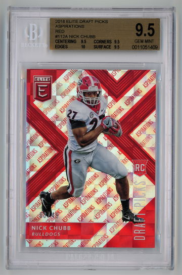 2018 Panini Elite Draft Picks Aspirations Red /49 Nick Chubb BGS 9.5