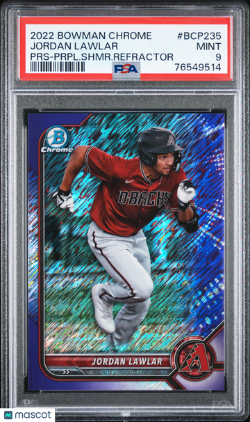 2022 Bowman Chrome Jordan Lawlar #BCP235 PRS Prpl. Shmr. Refractor /250 PSA 9