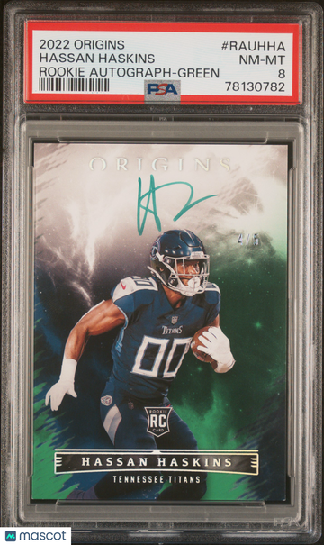 2022 Origins Hassan Haskins Rookie Auto Green 4/5 - PSA 8