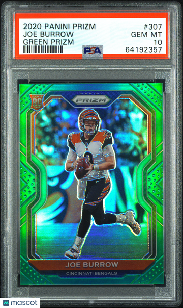 2020 Panini Prizm Joe Burrow #307 Green PSA 10