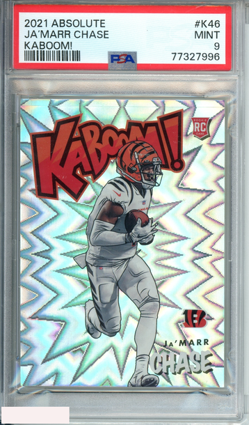 2021 PANINI ABSOLUTE KABOOM! JA?MARR CHASE #K46 KABOOM! RC PSA 9 MINT