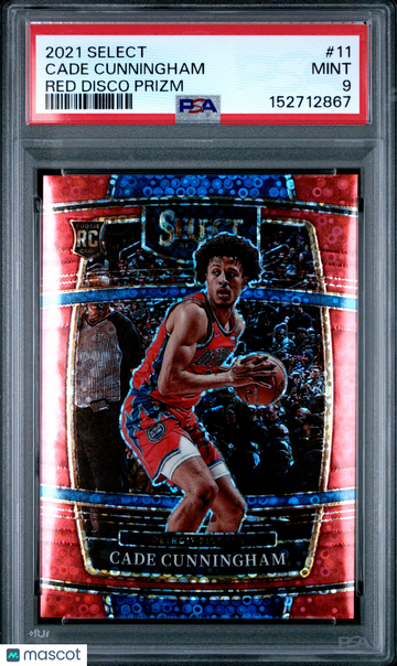 2021 Panini Select Cade Cunningham #11 Red Disco Prizm /49 Concourse Rookie RC PSA 9