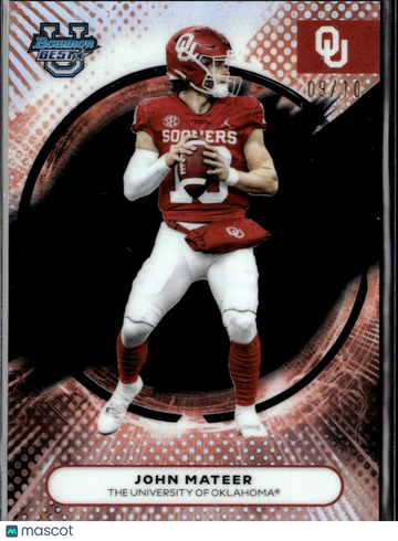 John Mateer 2025 Topps Bowman University Best /10 Oklahoma Sooners