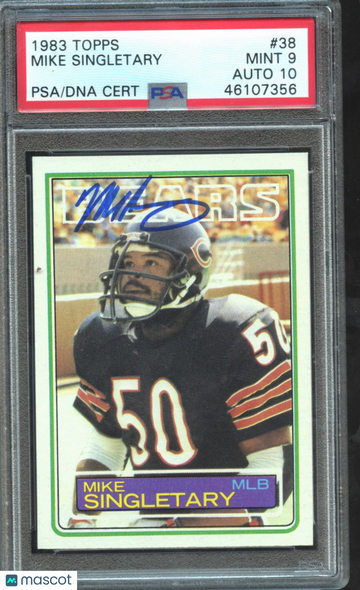 1983 Topps Mike Singletary #38 PSA 9 Auto 10