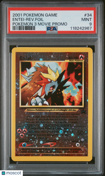 Pokemon Game Movie Entei Reverse Holo Black Star Promo PSA 9 #34